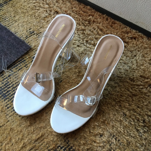 Women’s PrettyLittleThing nude clear block heel sandal - Picture 6 of 16